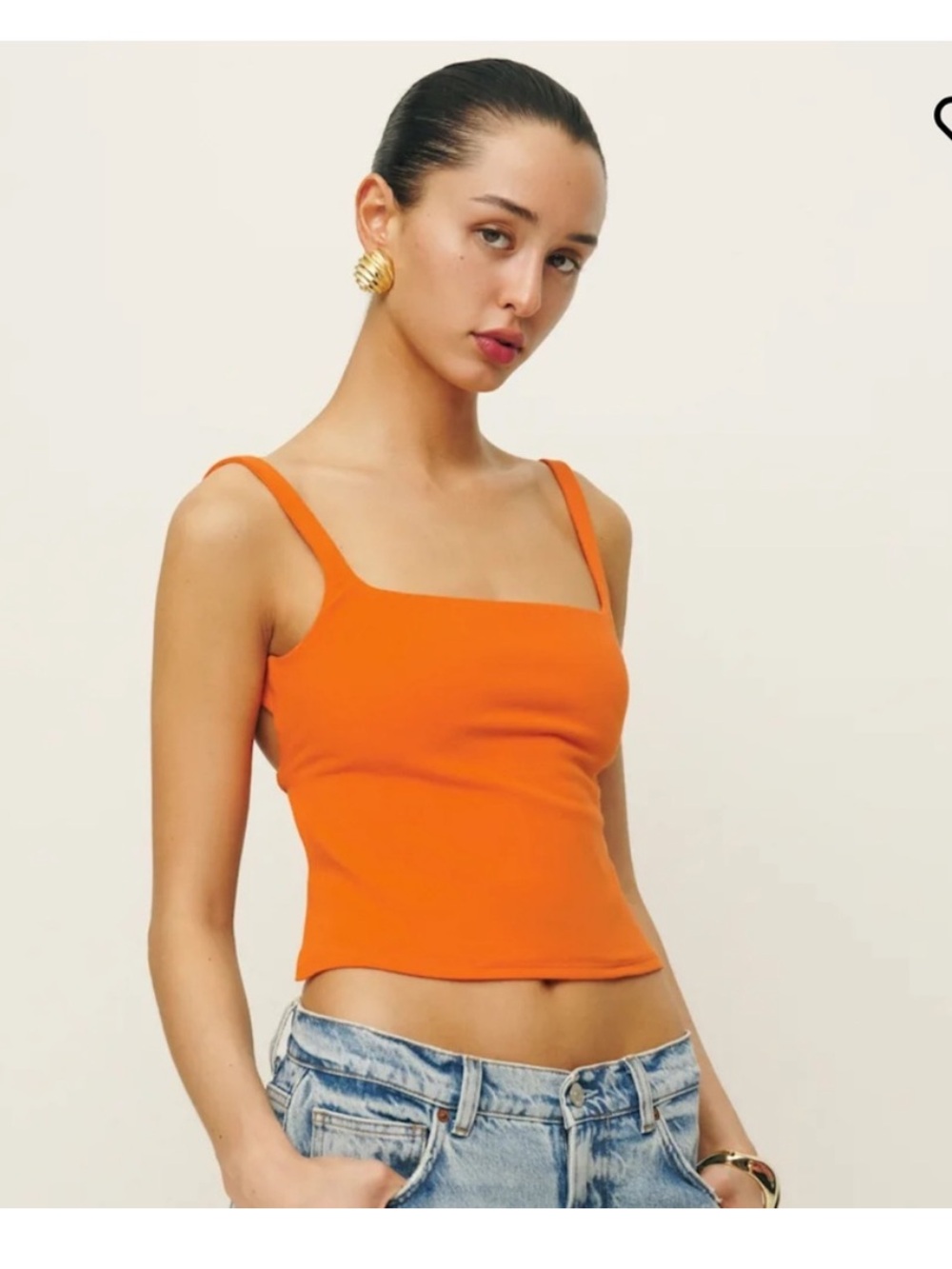 Reformation Orange Backless Top